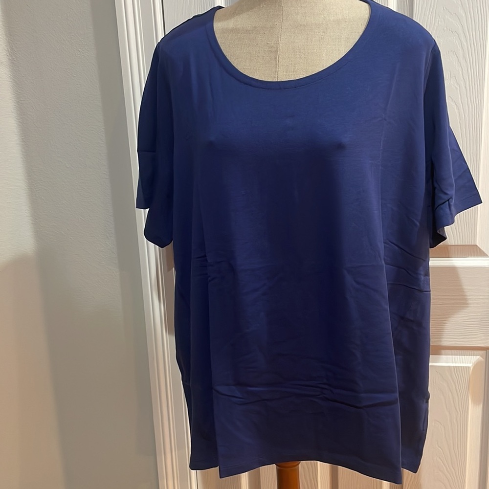 Denim D & Co. top short sleeve pullover jersey navy blue women’s size 3X new